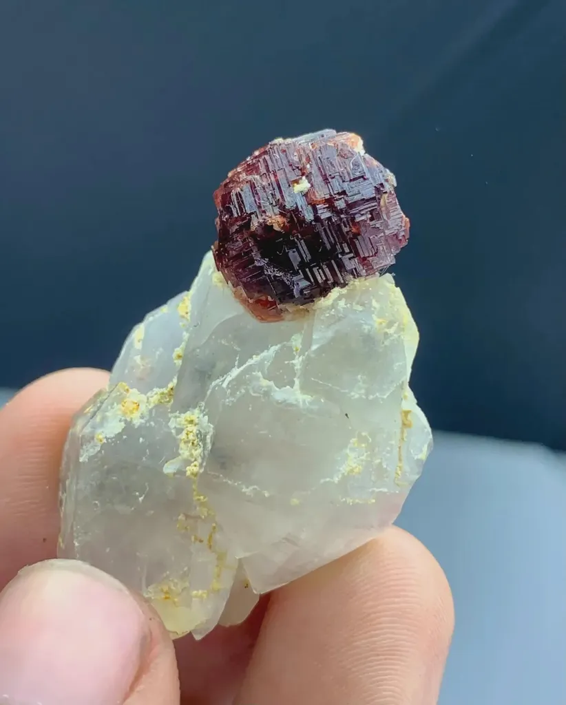 Damage free Etched spessartine Garnet on Quartz mineral specimen @ Pak - image 4