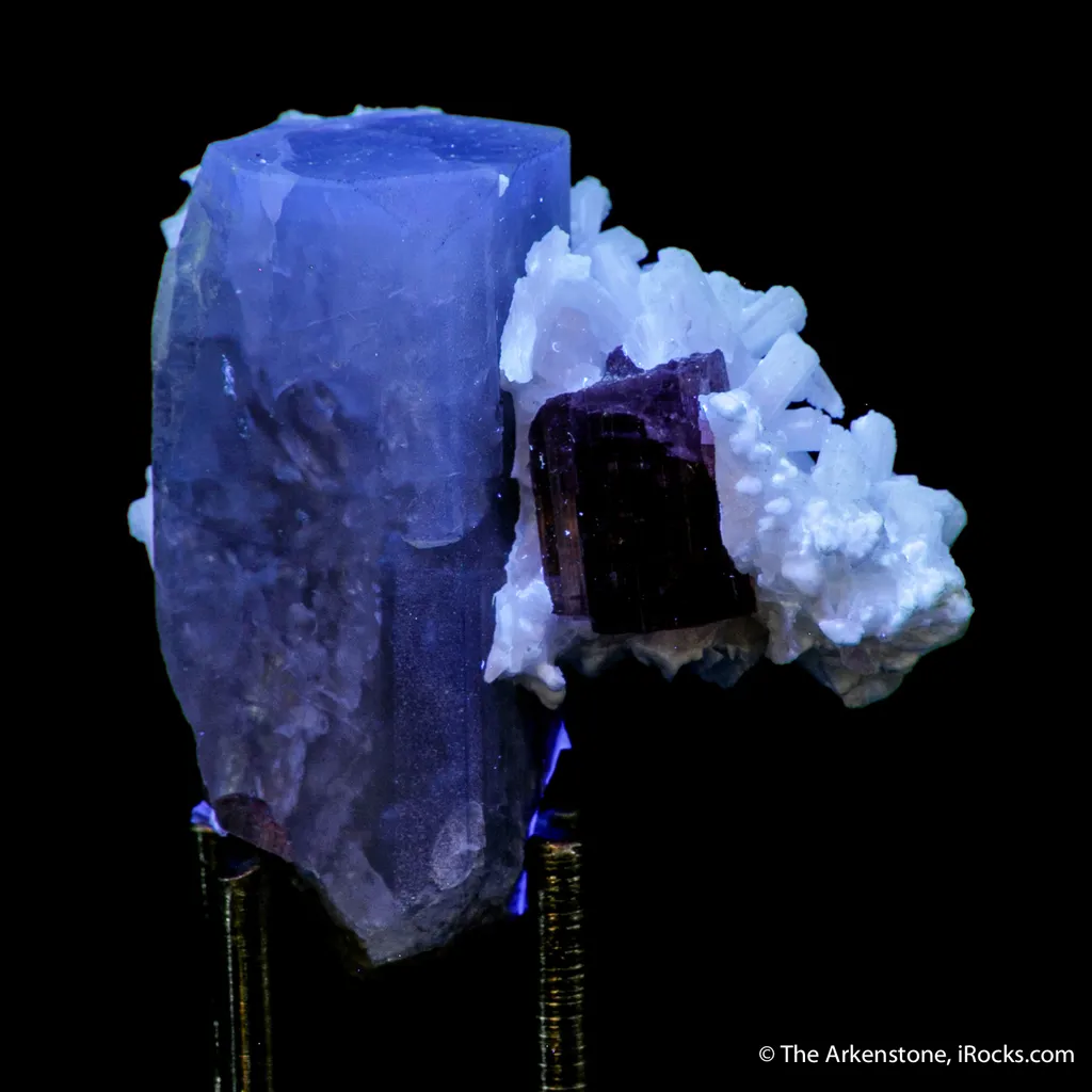 Danburite with Tourmaline and Stilbite image