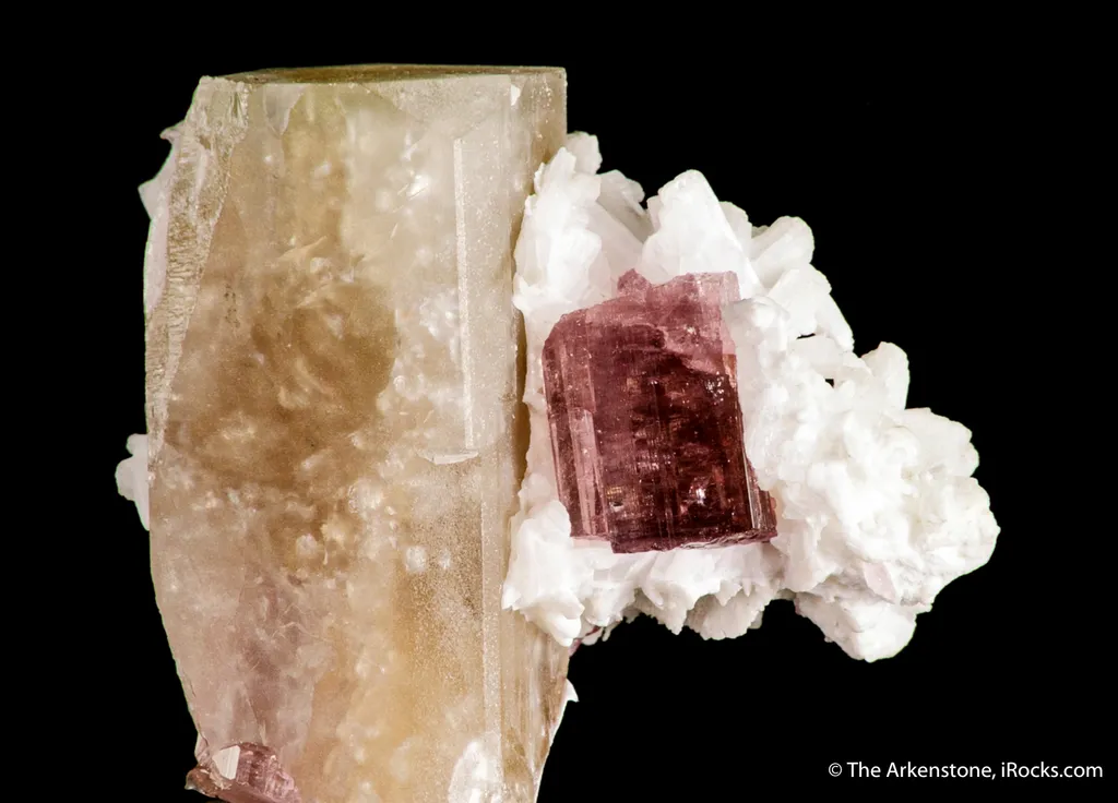 Danburite with Tourmaline and Stilbite - image 4
