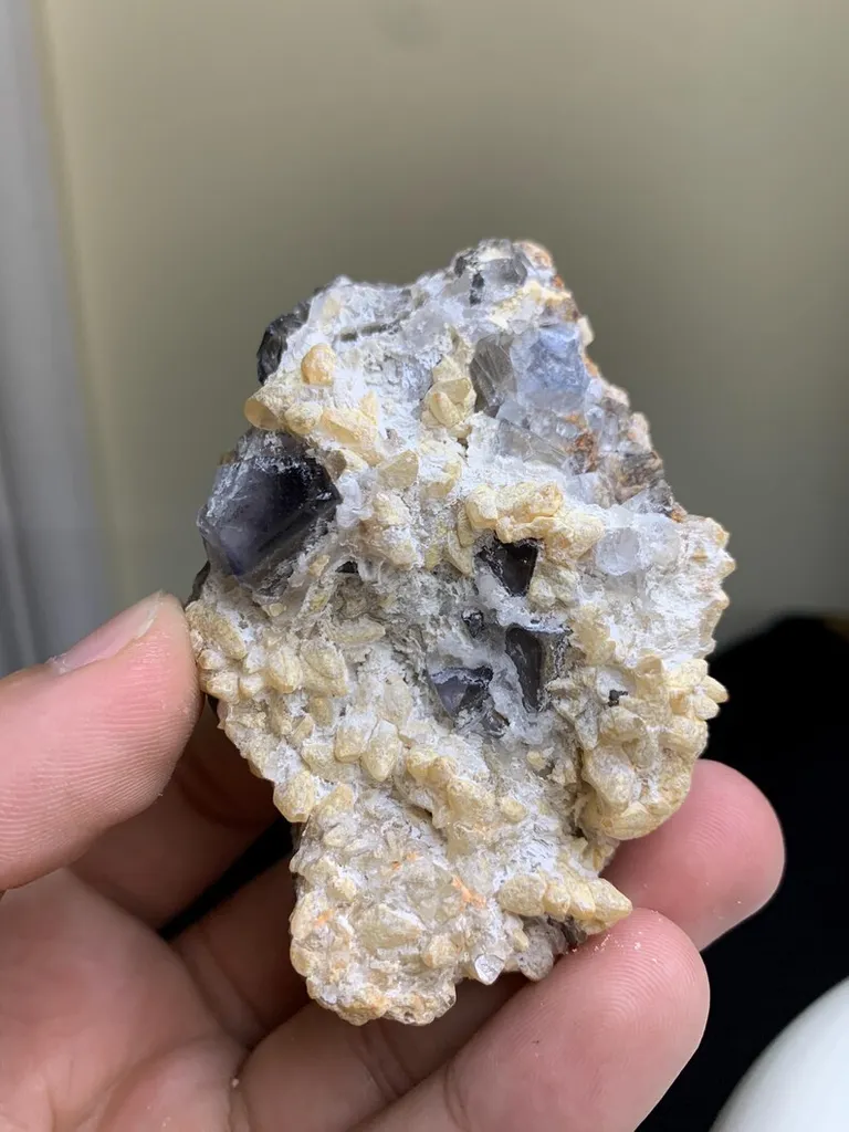 Dark Gray Fluorite with Calcite Specimen - image 3