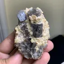 Dark Gray Fluorite with Calcite Specimen - image 2