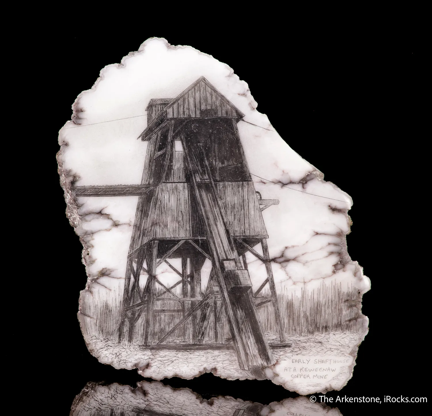 Datolite nodule (Scrimshaw) - image 1
