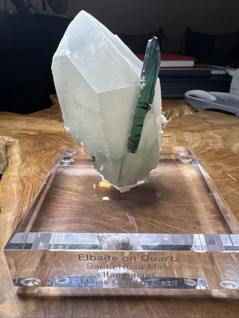 Deep Blue Tourmaline on Quartz from Brazil, Santa Rosa Mine - 10102 image