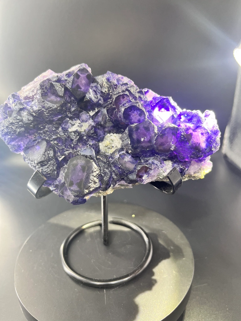 Deep Purple Cross‑Window Phantom Fluorite Cluster, Yindu Mine, Inner Mongolia, China image