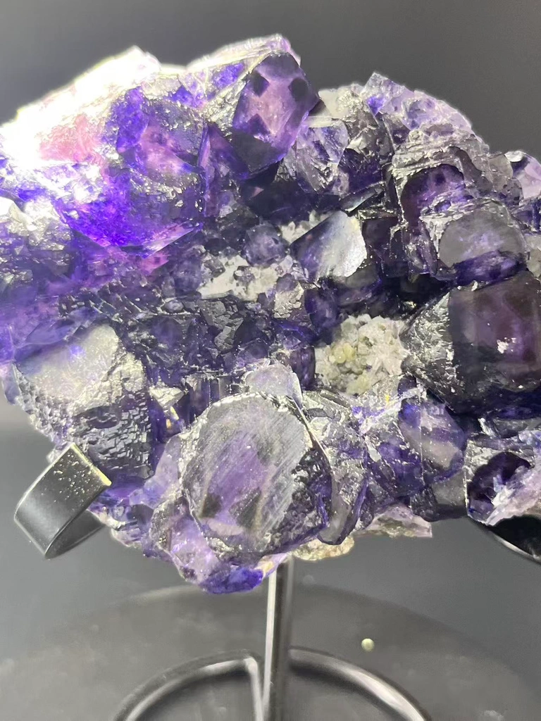 Deep Purple Cross‑Window Phantom Fluorite Cluster, Yindu Mine, Inner Mongolia, China - image 2