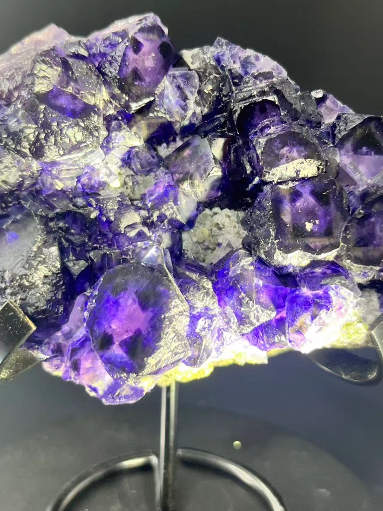 Deep Purple Cross‑Window Phantom Fluorite Cluster, Yindu Mine, Inner Mongolia, China - image 4