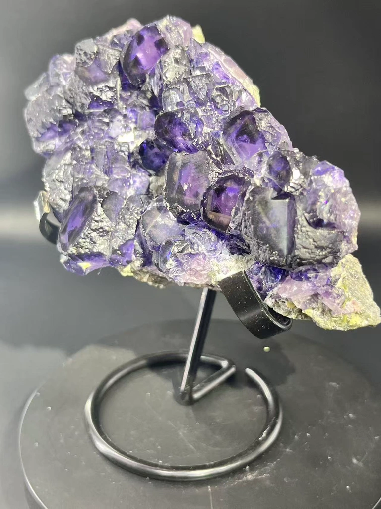 Deep Purple Cross‑Window Phantom Fluorite Cluster, Yindu Mine, Inner Mongolia, China - image 3