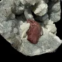 Deep Red Heulandite & Stilbite in Sparkling Chalcedony Geode – Indian Zeolite Mineral from Jalgaon - image 3