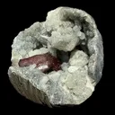 Deep Red Heulandite & Stilbite in Sparkling Chalcedony Geode – Indian Zeolite Mineral from Jalgaon - image 4