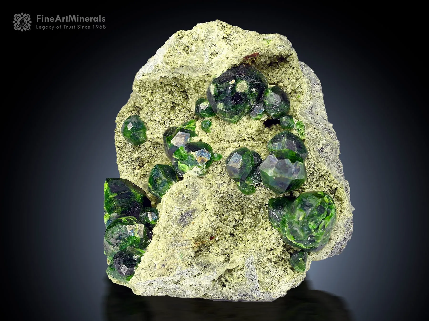 Demantoid Garnet Cluster on Matrix - image 1