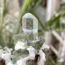 Diamond Cut Blue Aquamarine Crystal with Mica and Albite - image 6