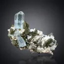 Diamond Cut Blue Aquamarine Crystal with Mica and Albite - image 1