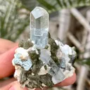 Diamond Cut Blue Aquamarine Crystal with Mica and Albite - image 3