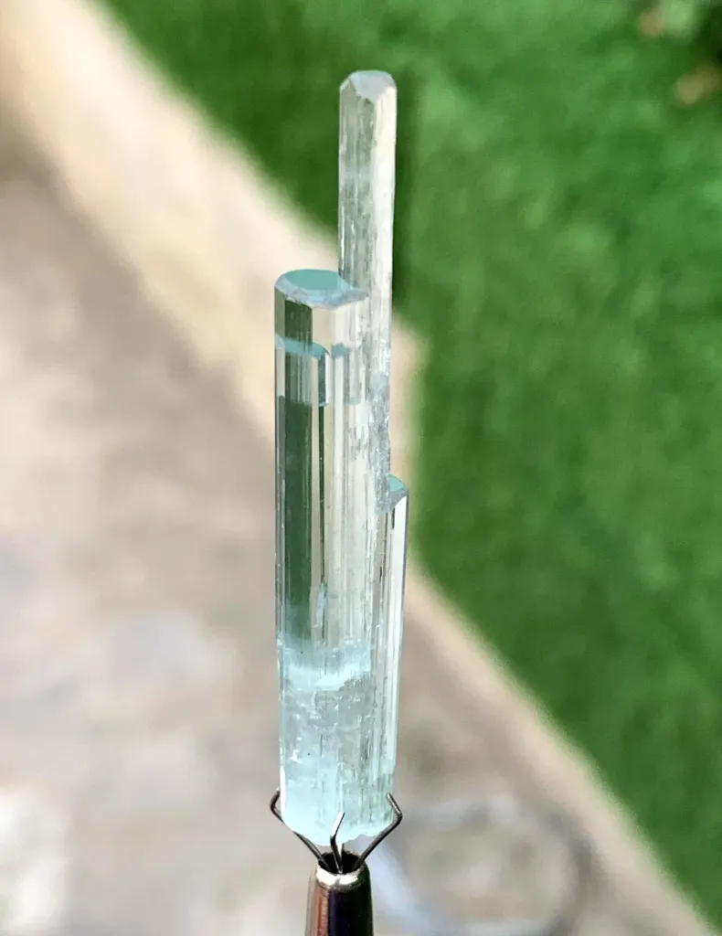 Diamond Cut Sky Blue Transparent Aquamarine with Helux DNA from Paistan - image 5