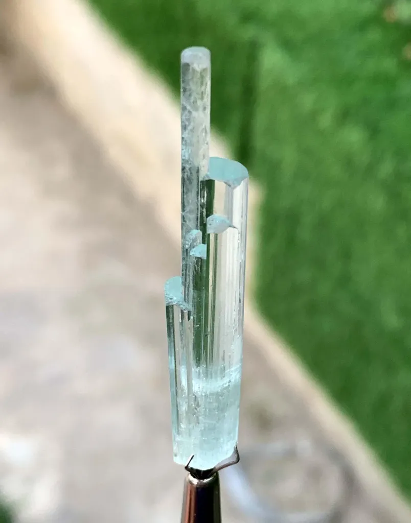 Diamond Cut Sky Blue Transparent Aquamarine with Helux DNA from Paistan - image 2