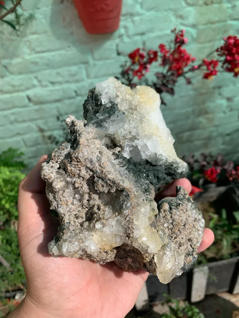 Diamond Quartz and Skeletal Etched Quartz Crystal on Matrix with Chloride Specimen from Pakistan , Collection Grade - image 5