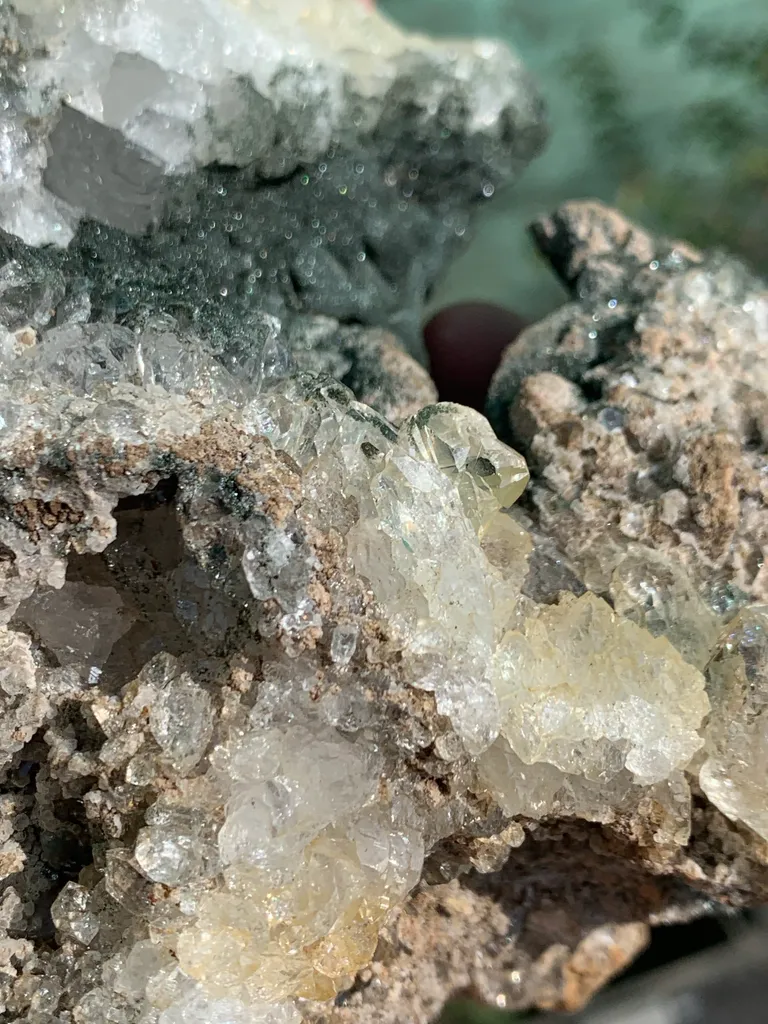 Diamond Quartz and Skeletal Etched Quartz Crystal on Matrix with Chloride Specimen from Pakistan , Collection Grade - image 7