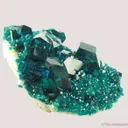 Dioptase (2 generations) on Calcite - image 3