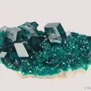 Dioptase (2 generations) on Calcite - image 2