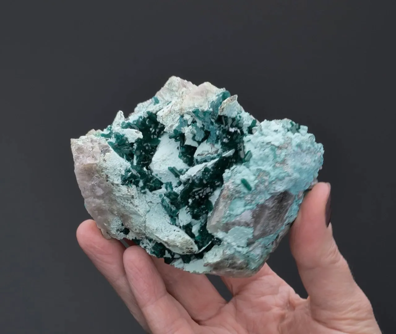 Dioptase and Chrysocolla on Quartz - image 2