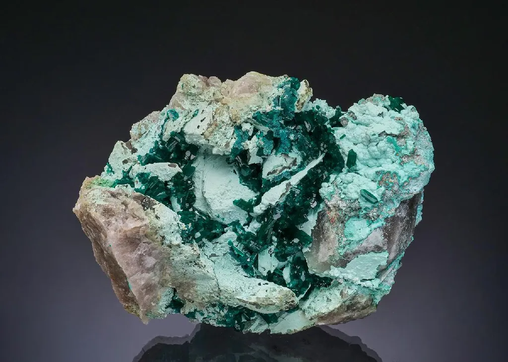 Dioptase and Chrysocolla on Quartz image