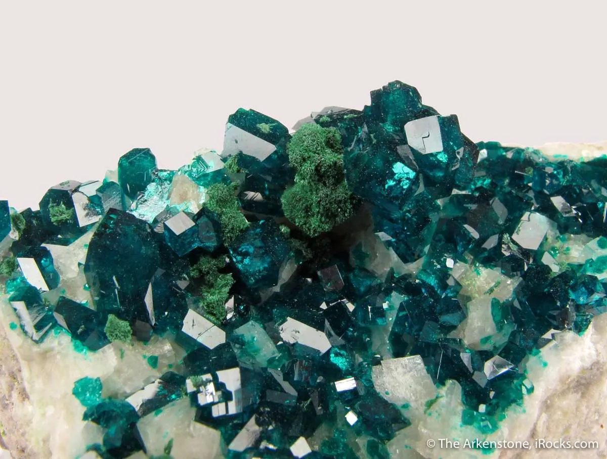Dioptase and Malachite on Calcite - image 2