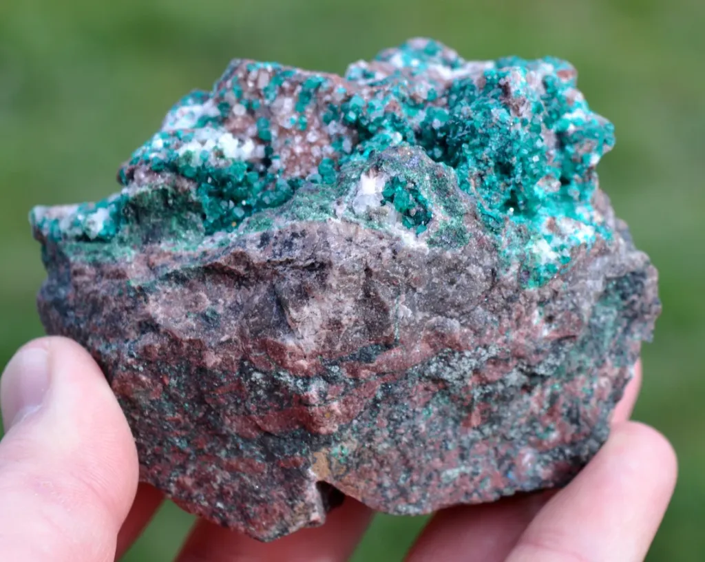 Dioptase & Calcite 397 grams - Tsumeb Mine, Tsumeb, Oshikoto Region, Namibia - image 4