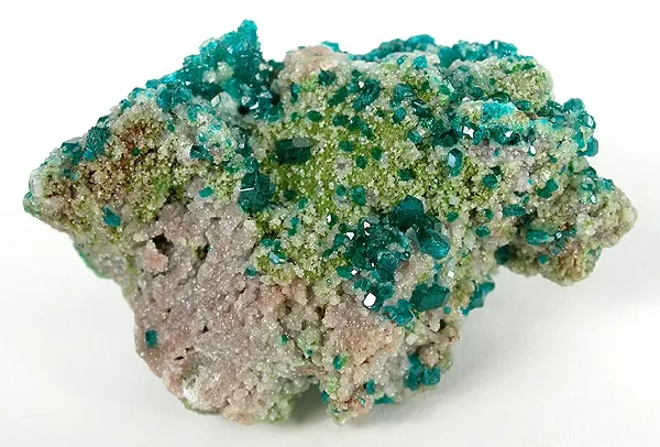 Dioptase, Calcite, Duftite, Smithsonite (Var: Cobaltoan Smithsonite) - image 3