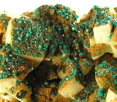 Dioptase, Calcite (Var: Plumboan Calcite) - image 2