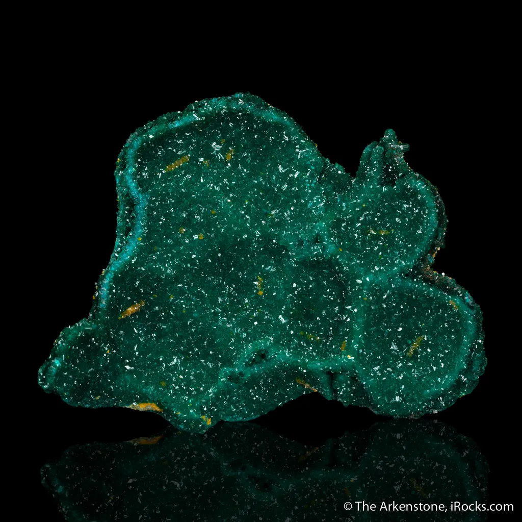 Dioptase cast after Dolomite with Wulfenite image