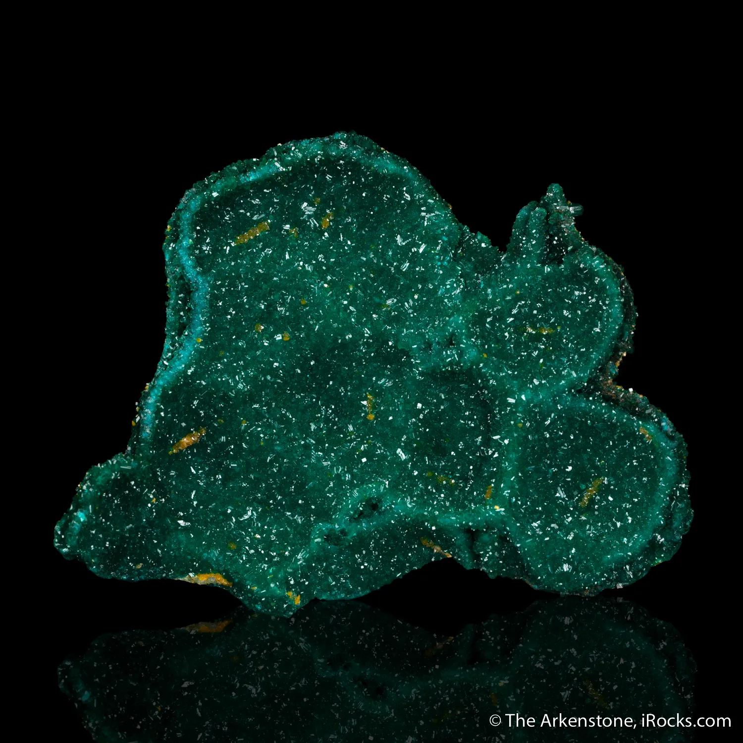 Dioptase cast after Dolomite with Wulfenite - image 1