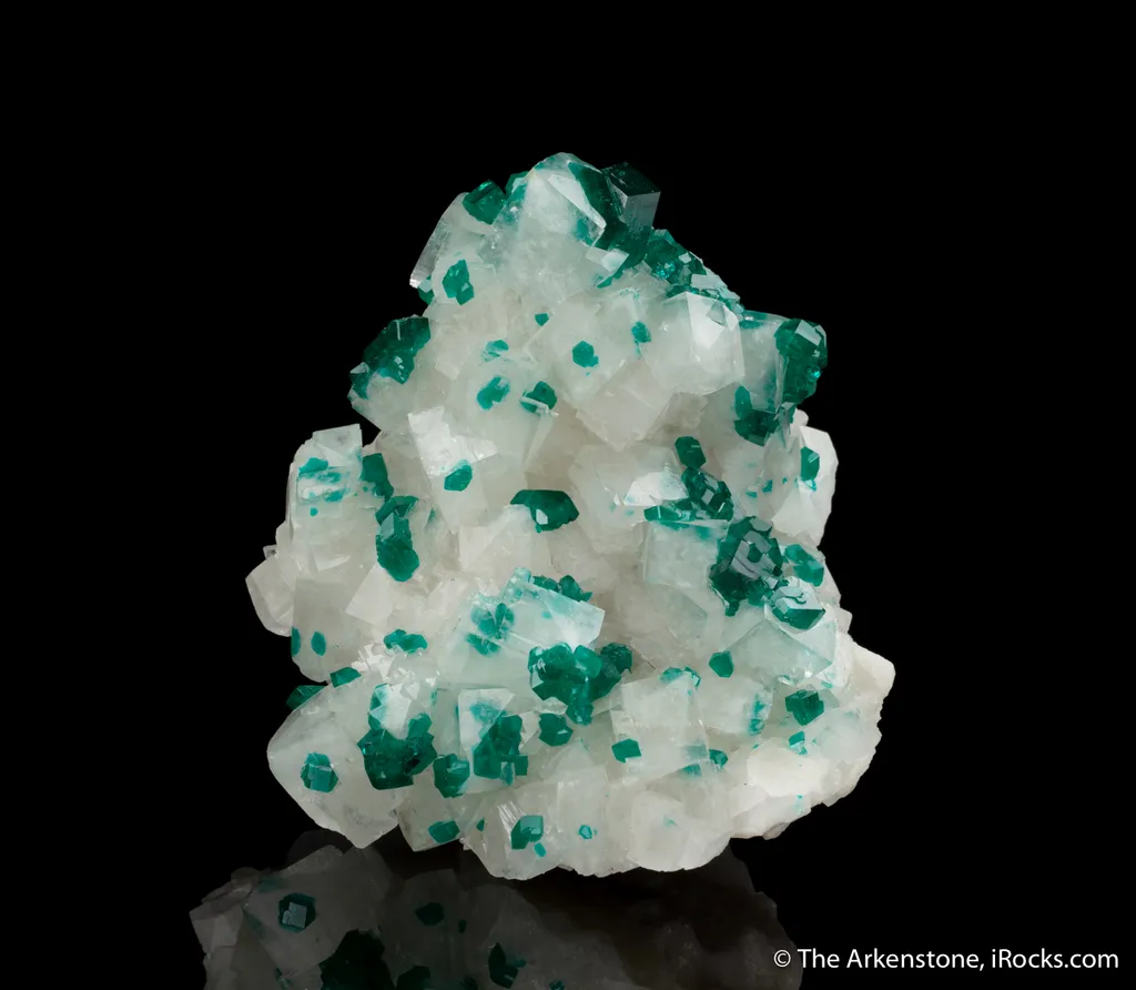 Dioptase on and included within Calcite - image 3
