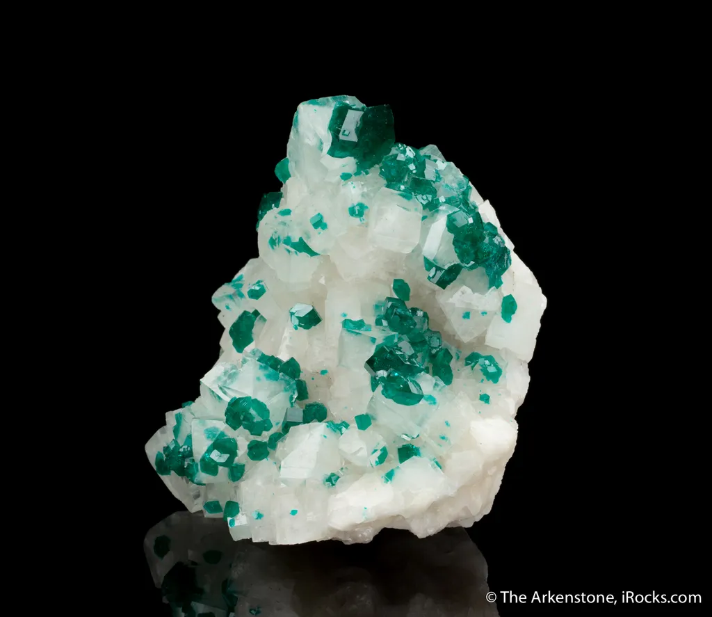 Dioptase on and included within Calcite - image 5