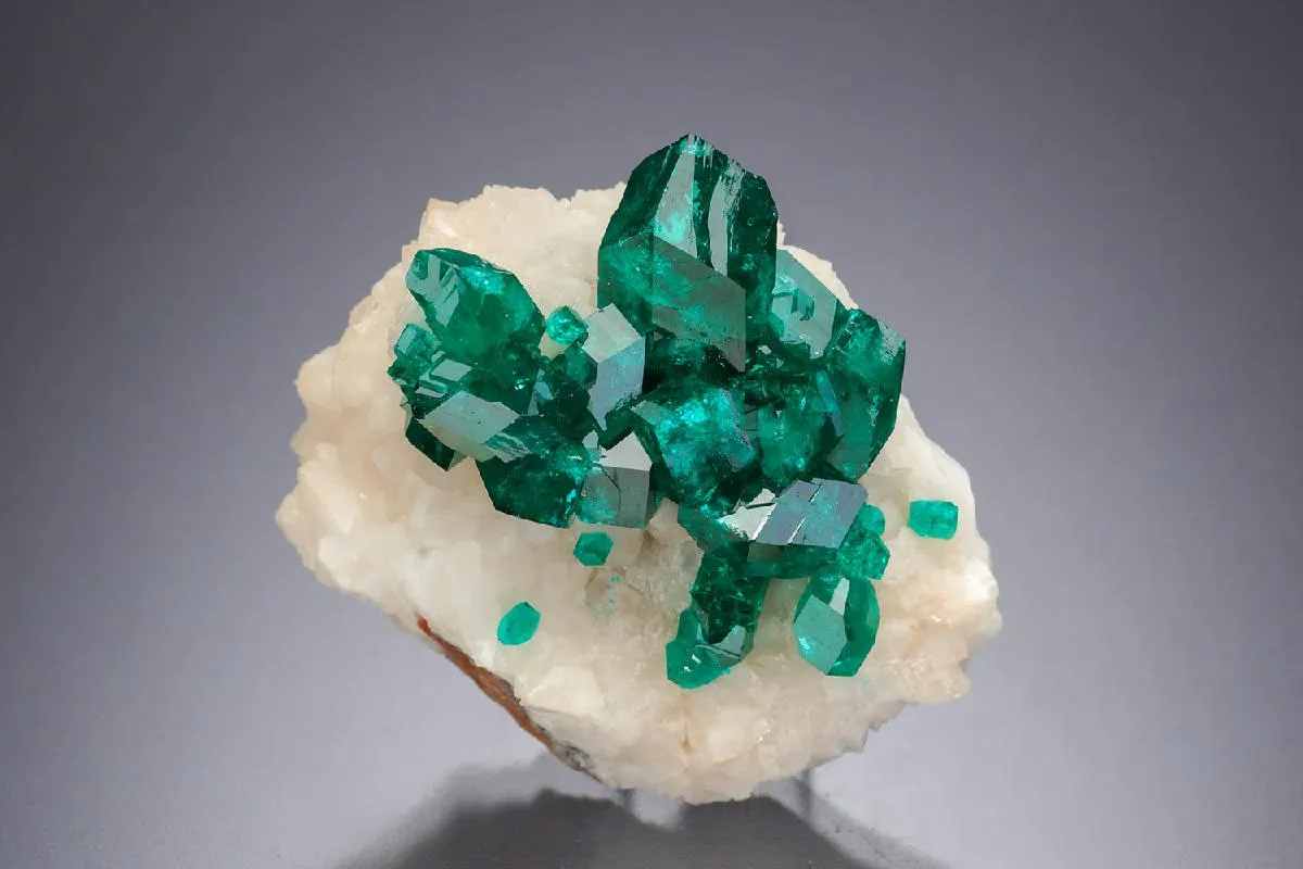 DIOPTASE on CALCITE - image 1