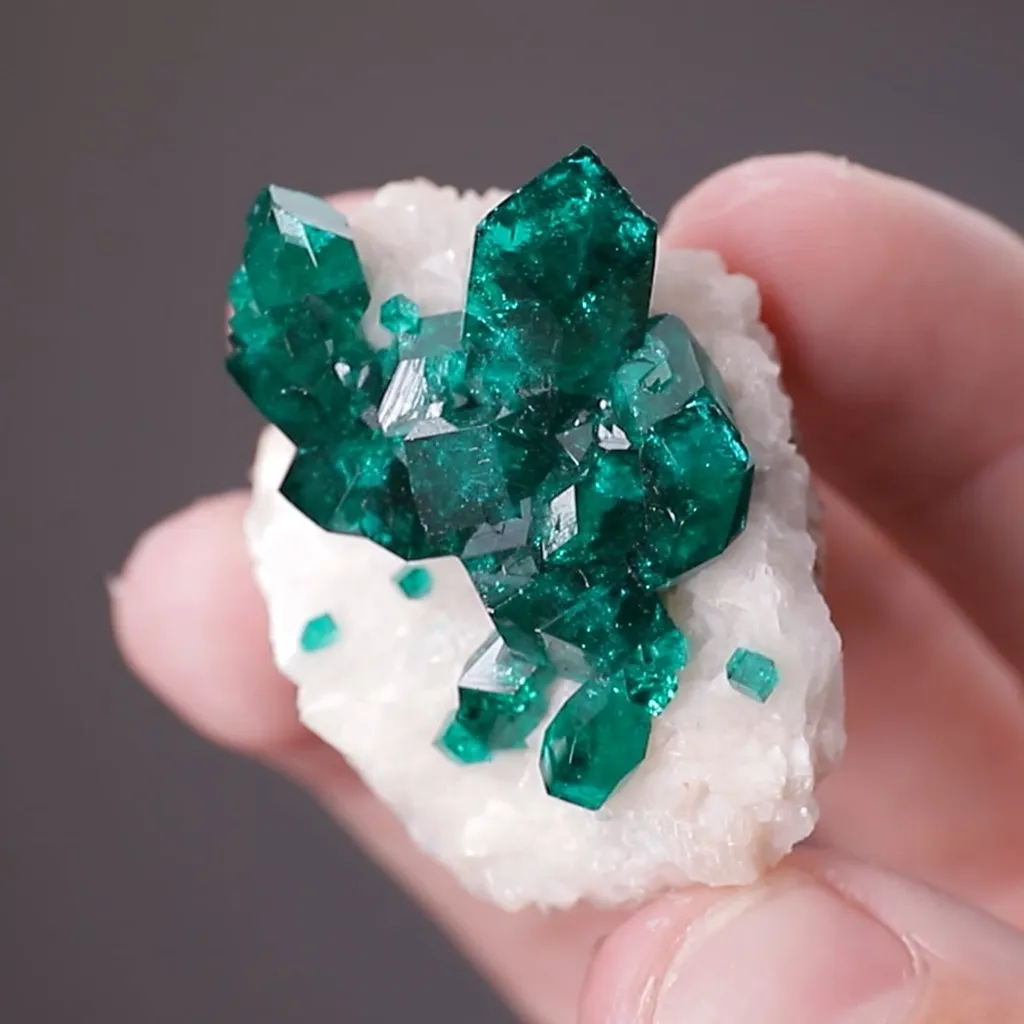 Dioptase on Calcite - image 2