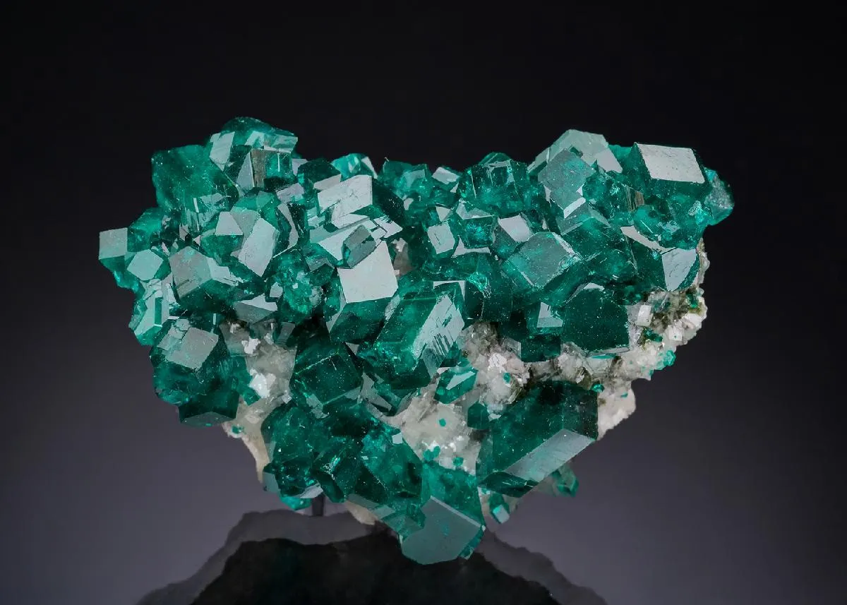 DIOPTASE on CALCITE - image 1
