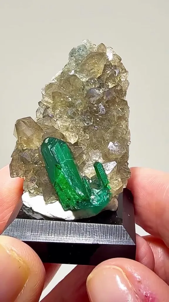 Dioptase ON Calcite — CONGO COLOR! image