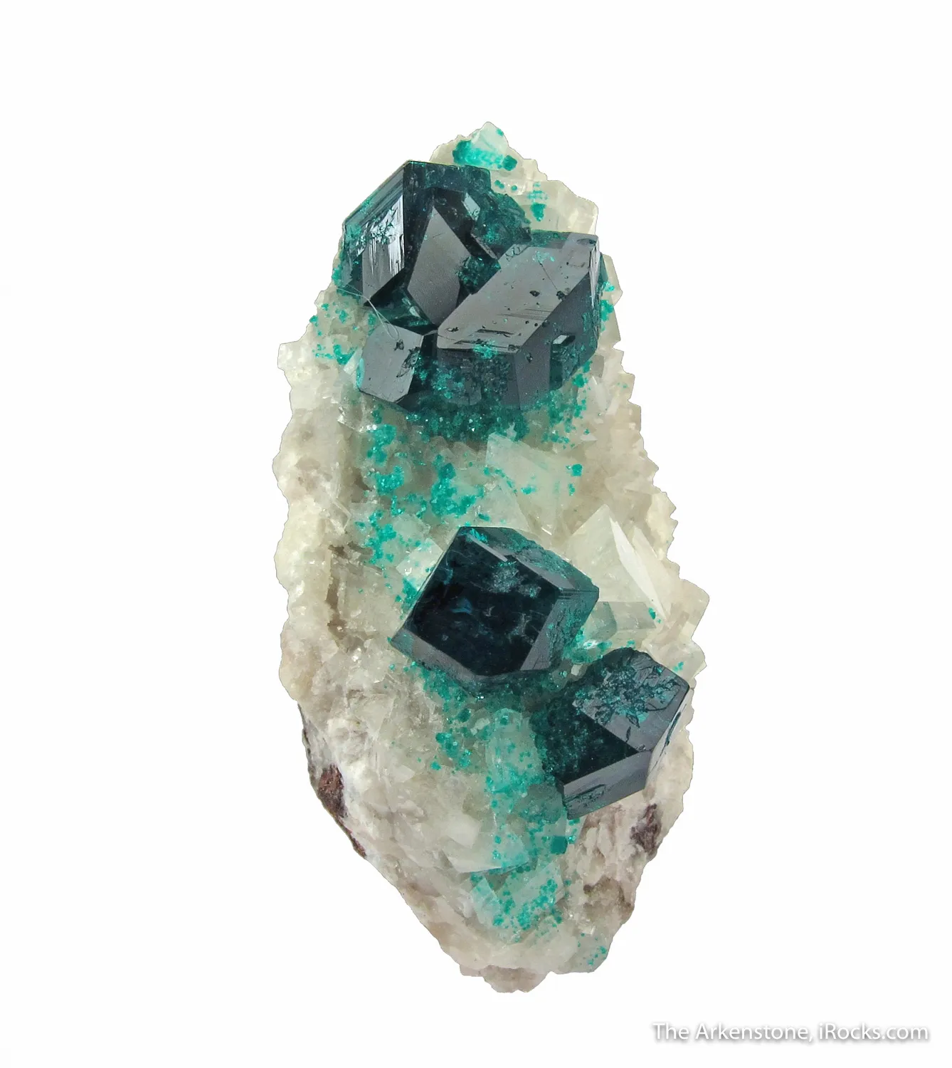 Dioptase on Calcite (fluor.) - image 6