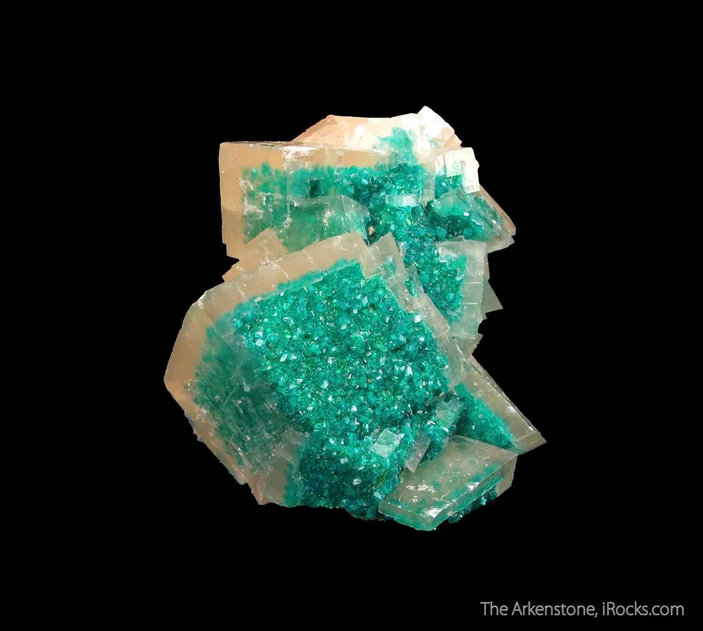 Dioptase on Calcite (fluorescent) - image 2