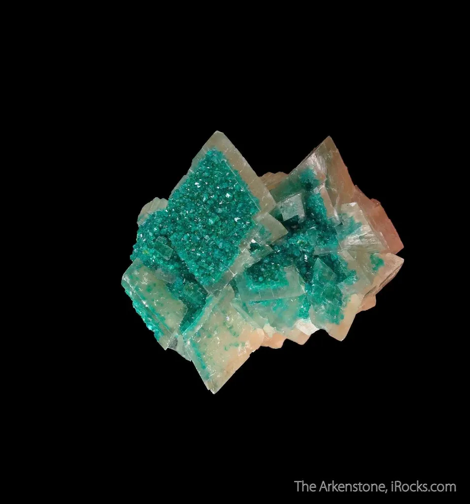 Dioptase on Calcite (fluorescent) image
