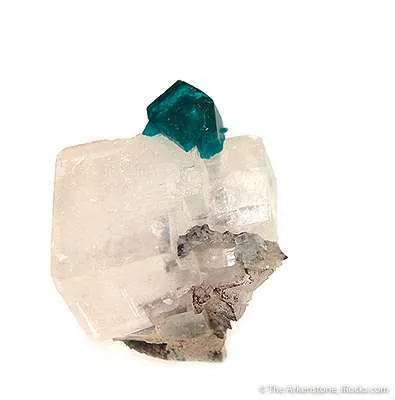 Dioptase on Calcite Rhombohedron image