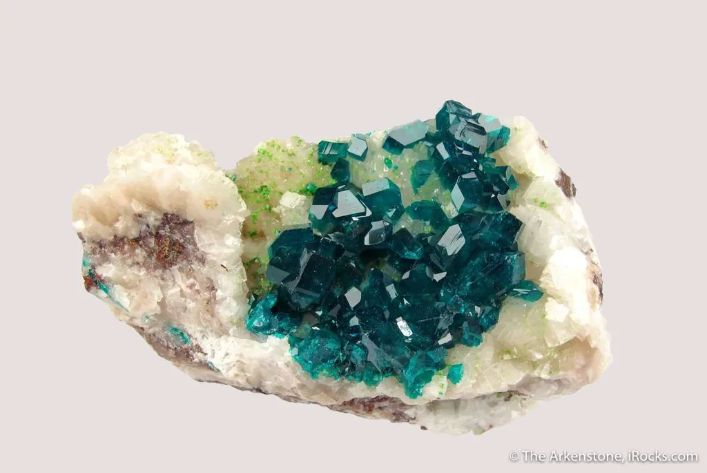 Dioptase on Calcite with Duftite - image 2
