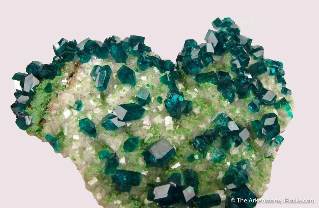 Dioptase on Calcite with Duftite - image 6