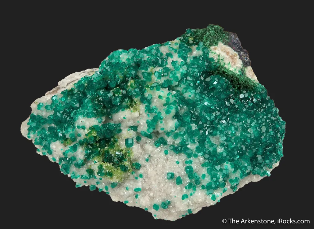 Dioptase on Calcite, with Duftite - image 9