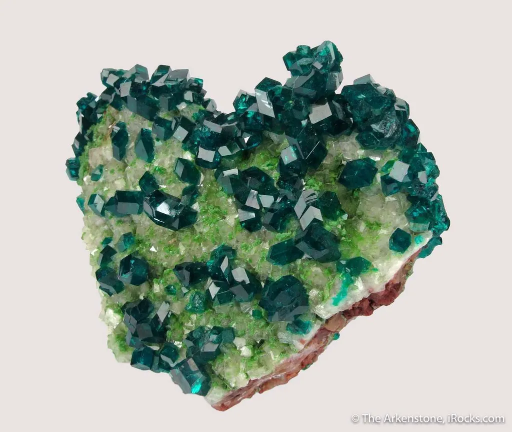 Dioptase on Calcite with Duftite - image 4