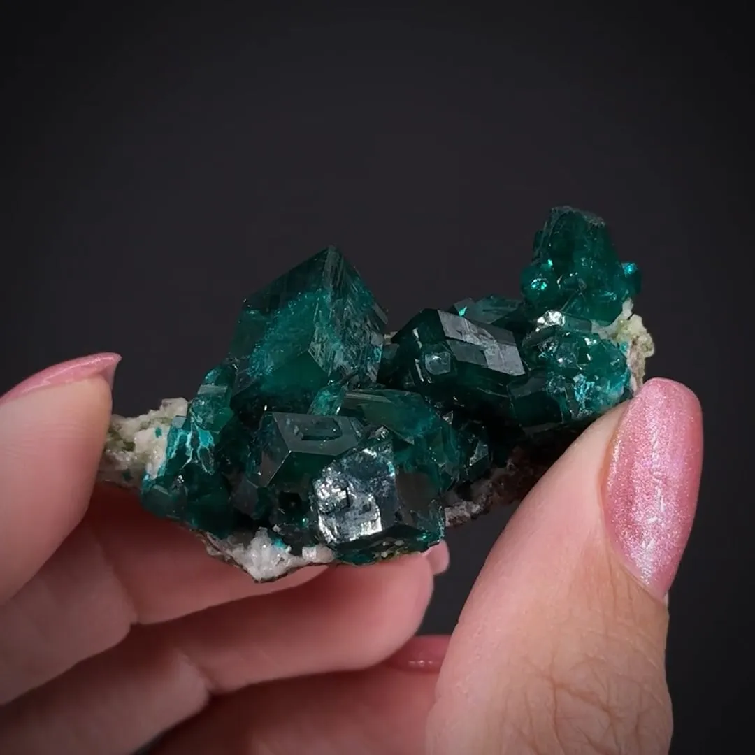 Dioptase on Calcite with Duftite - image 2