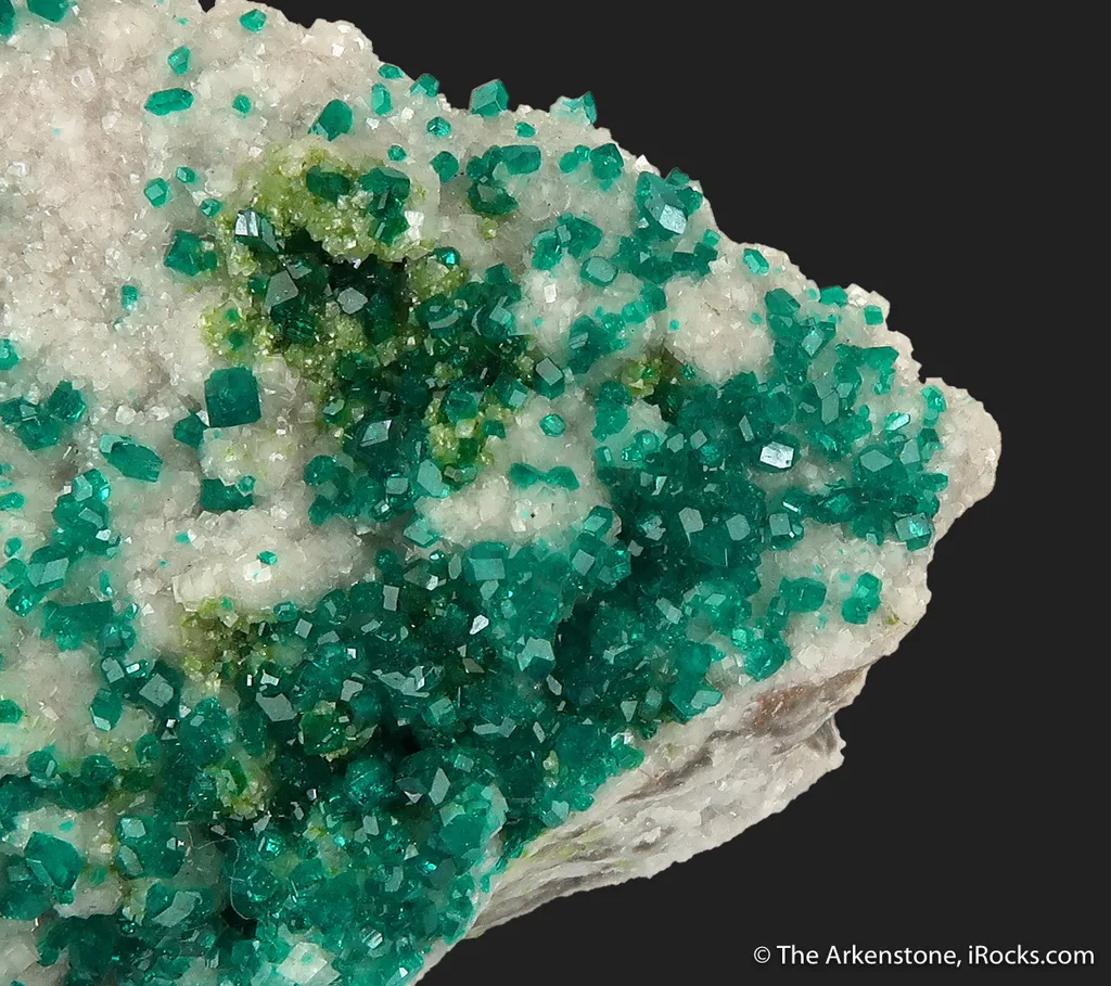 Dioptase on Calcite, with Duftite - image 13