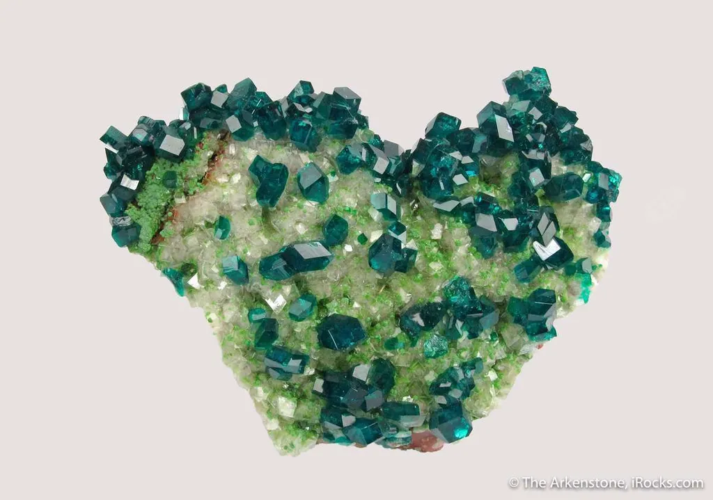 Dioptase on Calcite with Duftite image