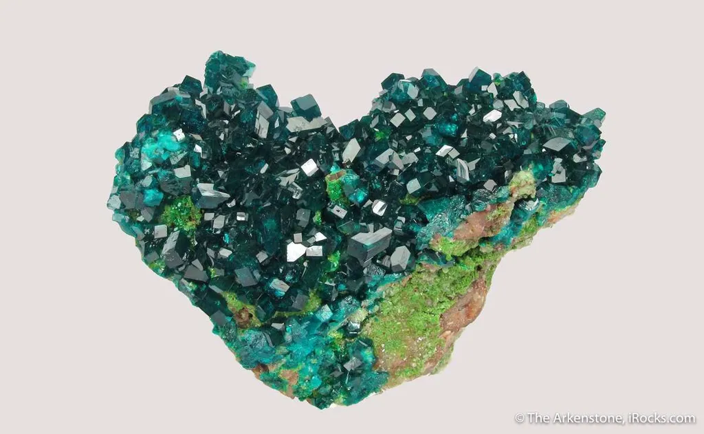 Dioptase on Calcite with Duftite - image 5