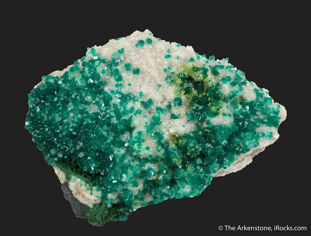 Dioptase on Calcite, with Duftite - image 5